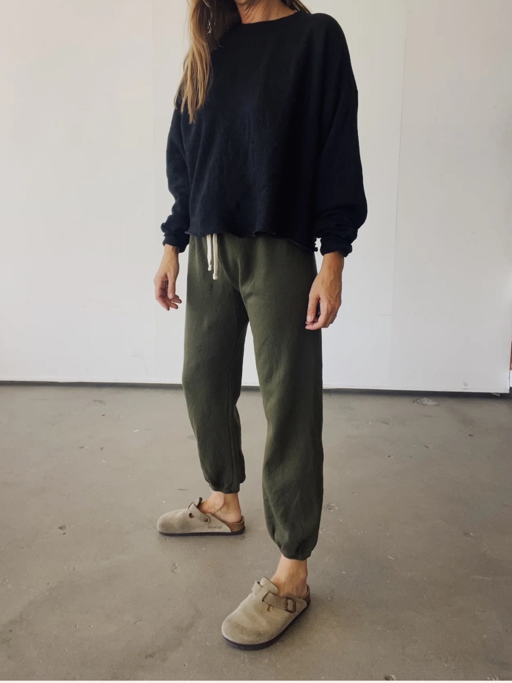 Women's Hey Gang Olive Boxy Crop Crewneck Sweatshirt - Picture 7 of 7
